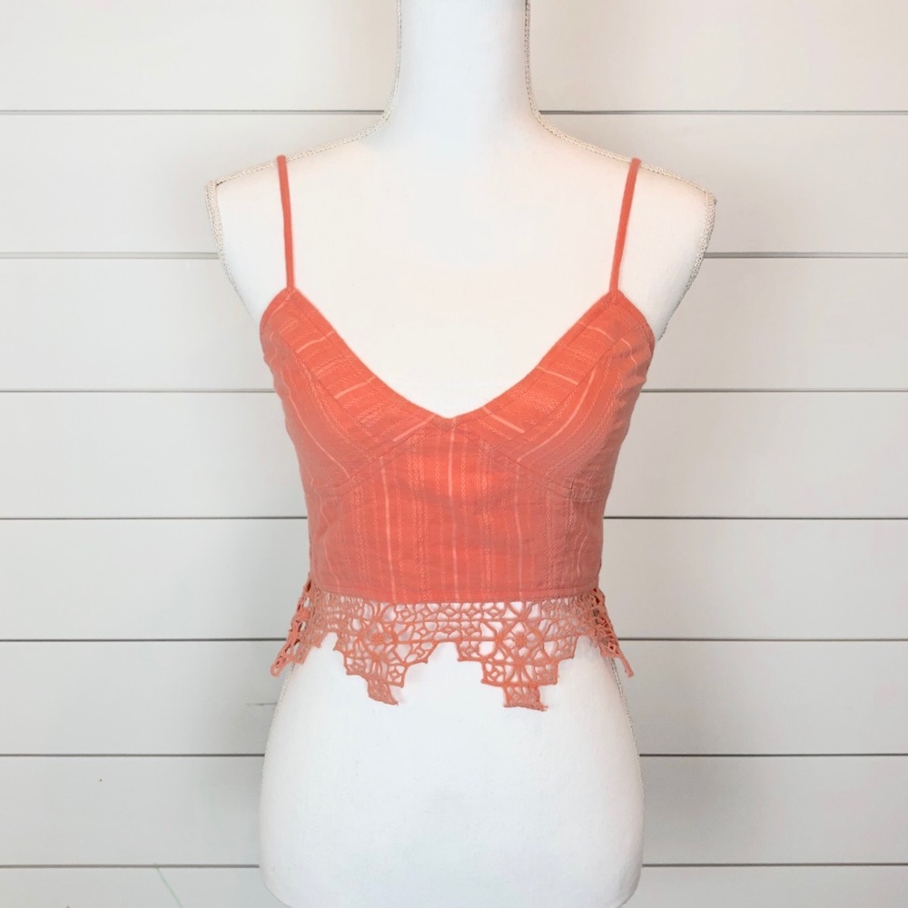 Free People Peach Spaghetti Strap Crop Top